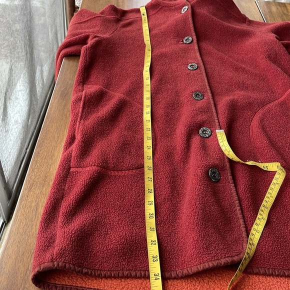 LL Bean Hooded Women’s Red Fleece Coat, Size M - Picture 7 of 7